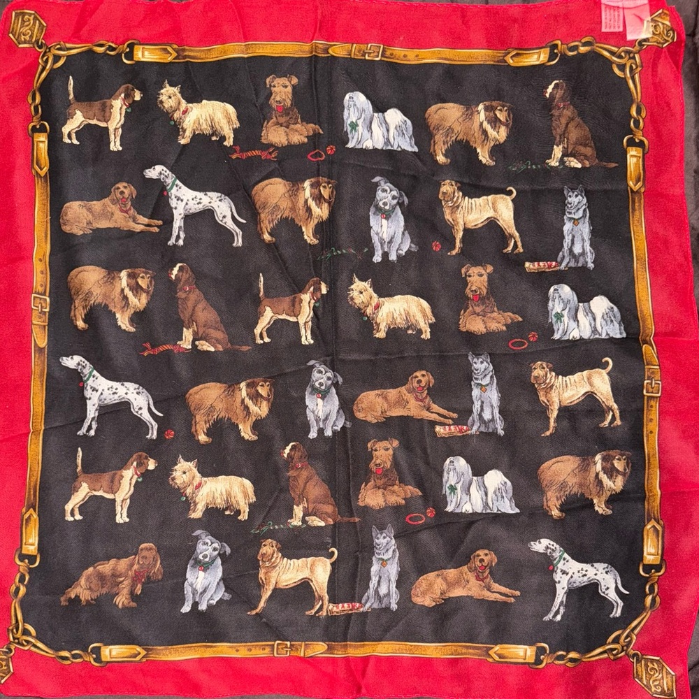 Talbots dog print silk scarf